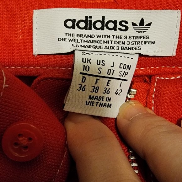 Adidas Women Originals x Fiorucci Jacquard Trefoil Red Mini Skirt 3 Stripes (S) - Picture 3 of 9